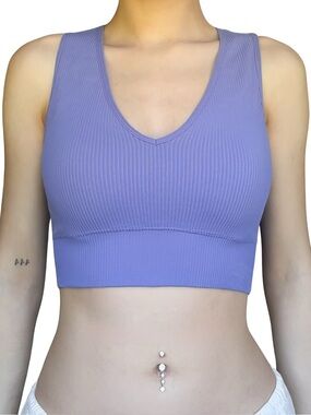 GARAGE Crop Tank Top V Neck Periwinkle Size XS GUC